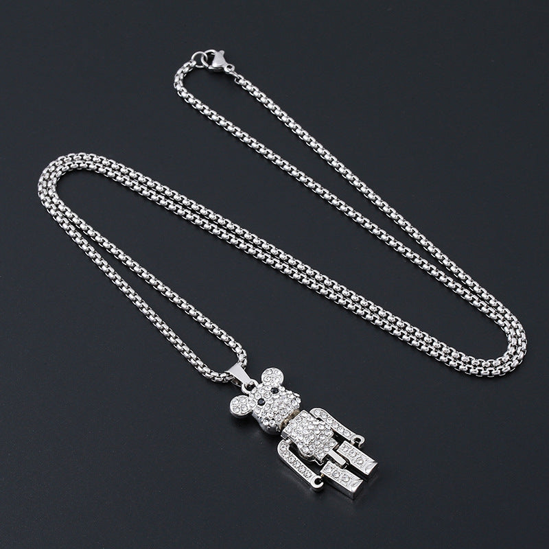 Full Diamond Violent Bear Long Female Simple Personality Necklaces
