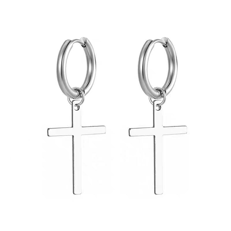 Women's & Men's Stainless Steel Clip Trendy Cross Quantity Earrings