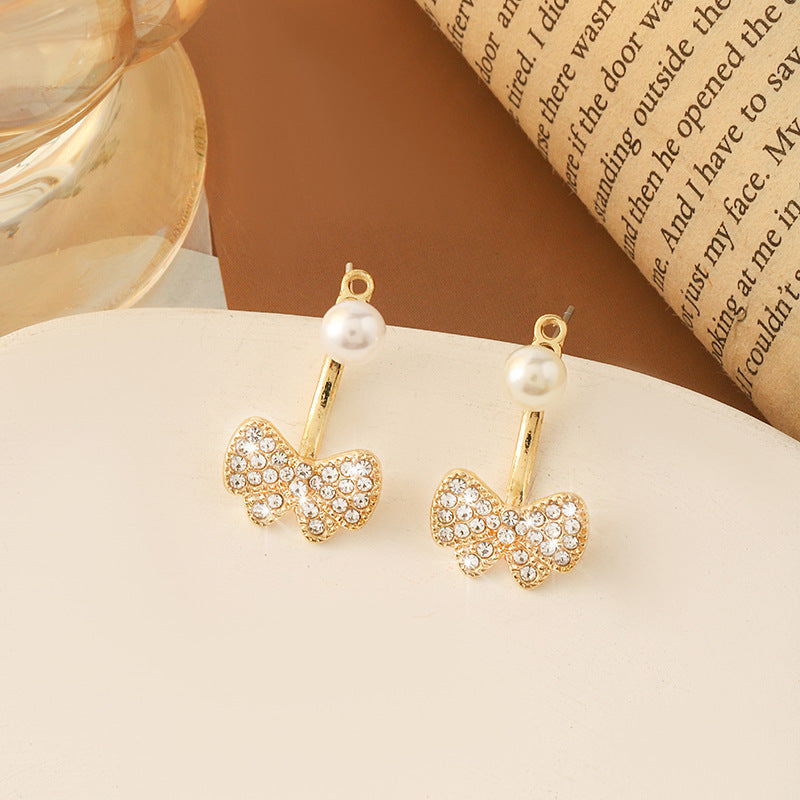 Simple Retro Sier Needle Pearl High Sense Ear Earrings