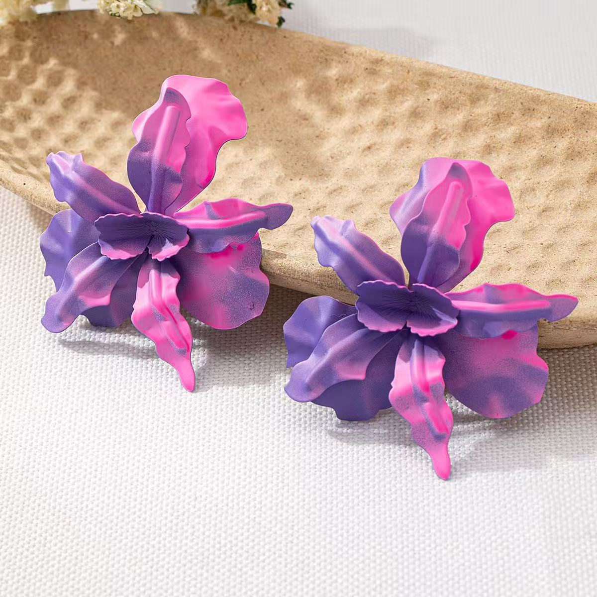 Women's Pleated Paint Flower Ear Sweet Handmade Rings