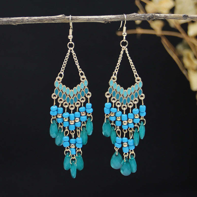 Women's Style Trendy Bohemian Retro Water Drop Temperamental Earrings