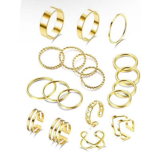 Trendy Metal Set Combination Style Creative Rings