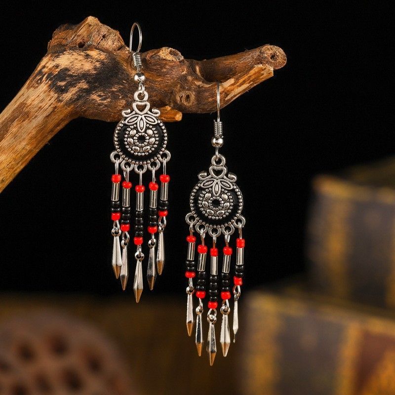 Ethnic Style Long Fringe Exotic Holiday Trip Earrings