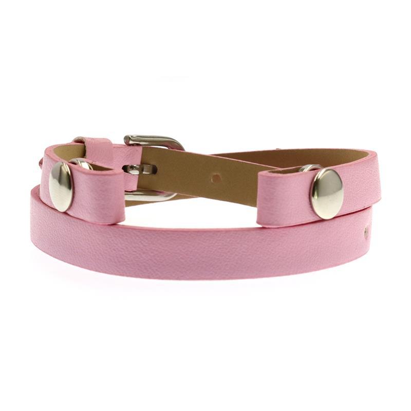 Leather Double Section Wrist Strap Bright Color Bracelet