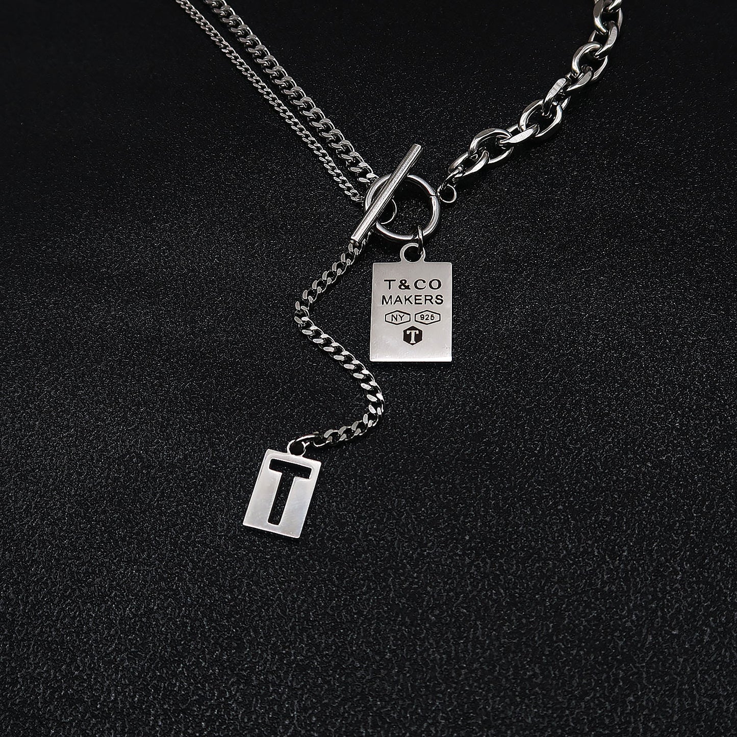 Women's & Men's Long Titanium Steel Trendy Cool Hip Hop Necklace
