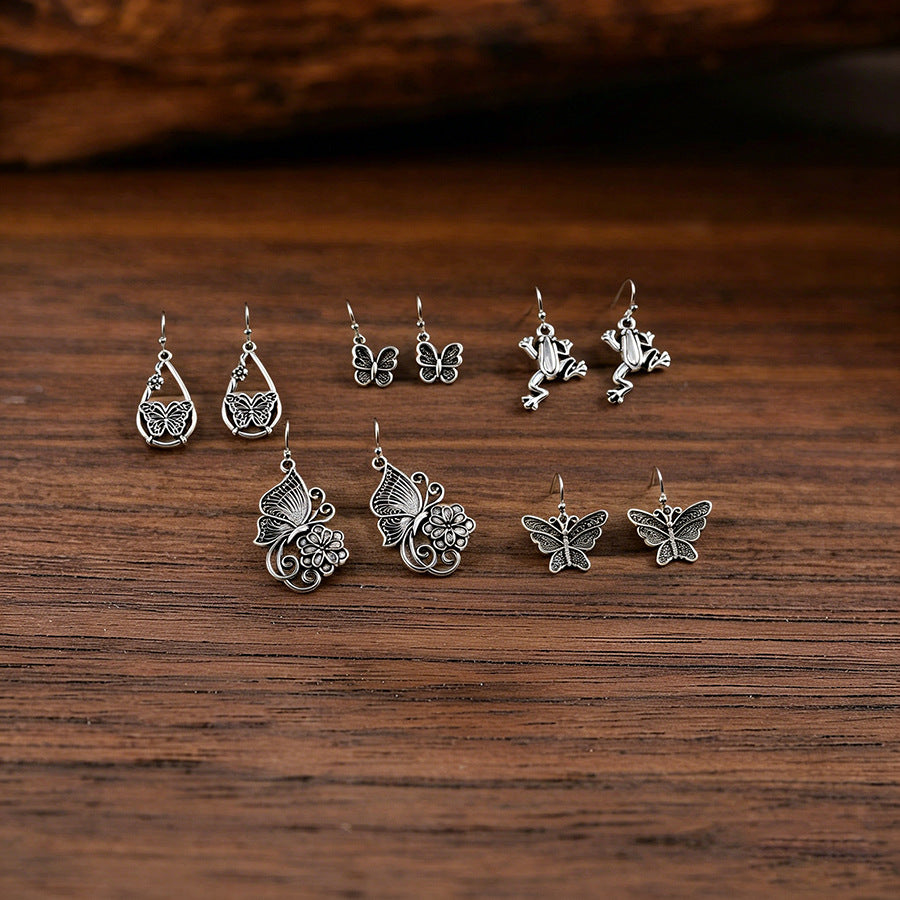 Women's Style Love Of Butterfly Hollow Drop-shaped Personality Frog Elegant Minority Earrings