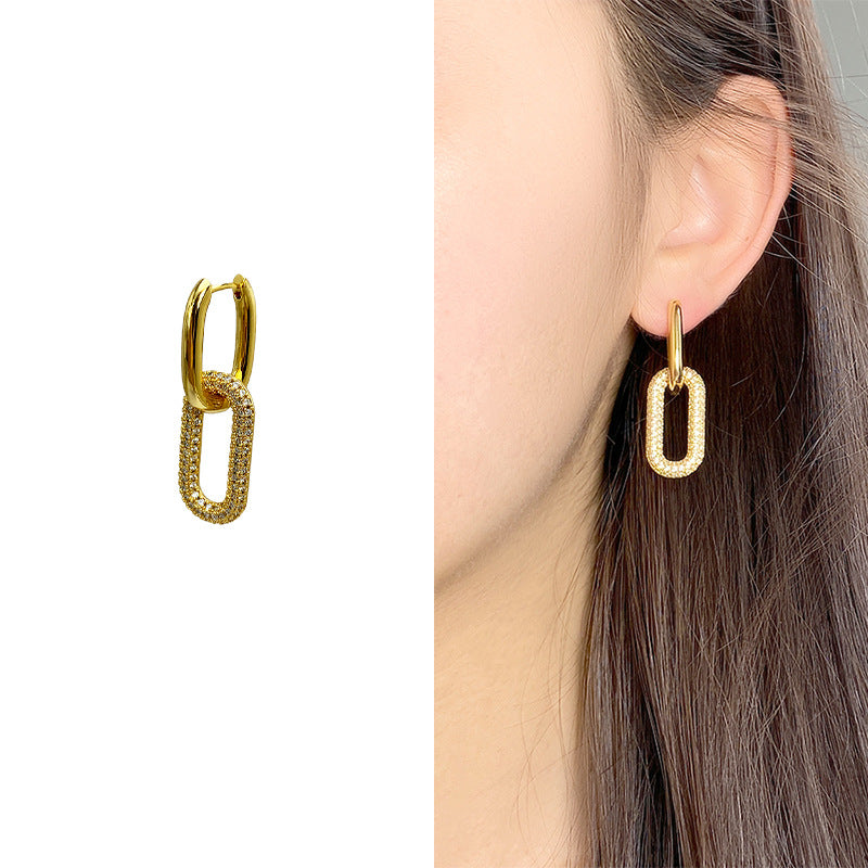 Simple Cold Style U-shaped With Multiple Wearing Methods Single Double Stud Earrings
