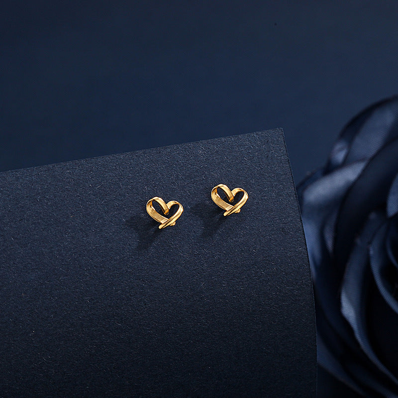 Sterling Sier Loving Heart Niche Design Ear Bone Simple Earrings