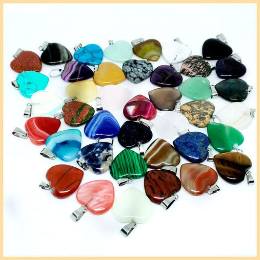 Stone Love Crystal Agate Heart Peach Pendants