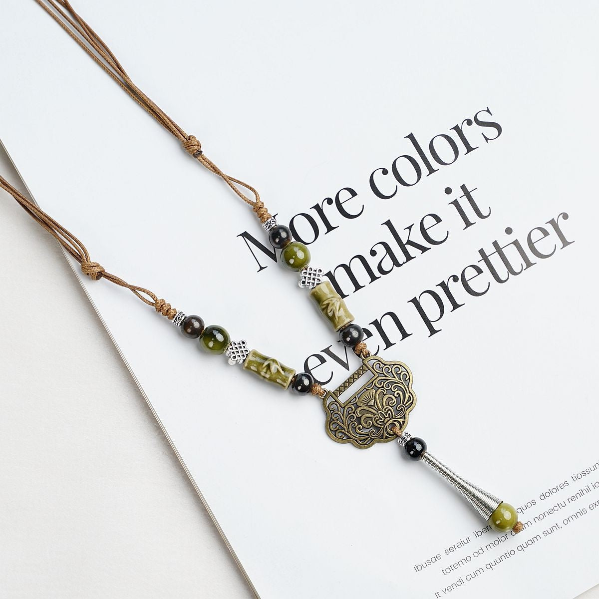 Style Personalized Trendy Ceramic Geometric Colorful Fish Long High-grade Necklace