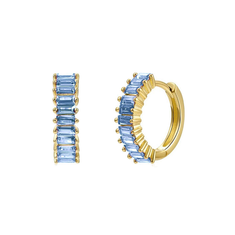 Square Zircon Circle Ear Clip Female Simple Elegant Earrings