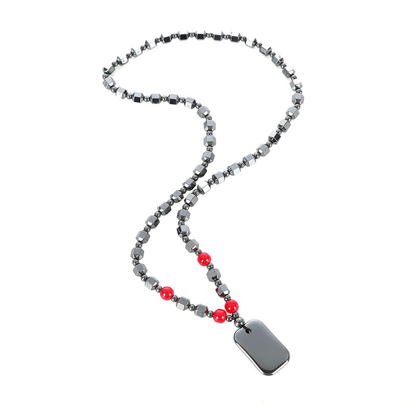 Live Supply Imitation Red Agate Magnetic Haematite Empowerment Sweater Necklace