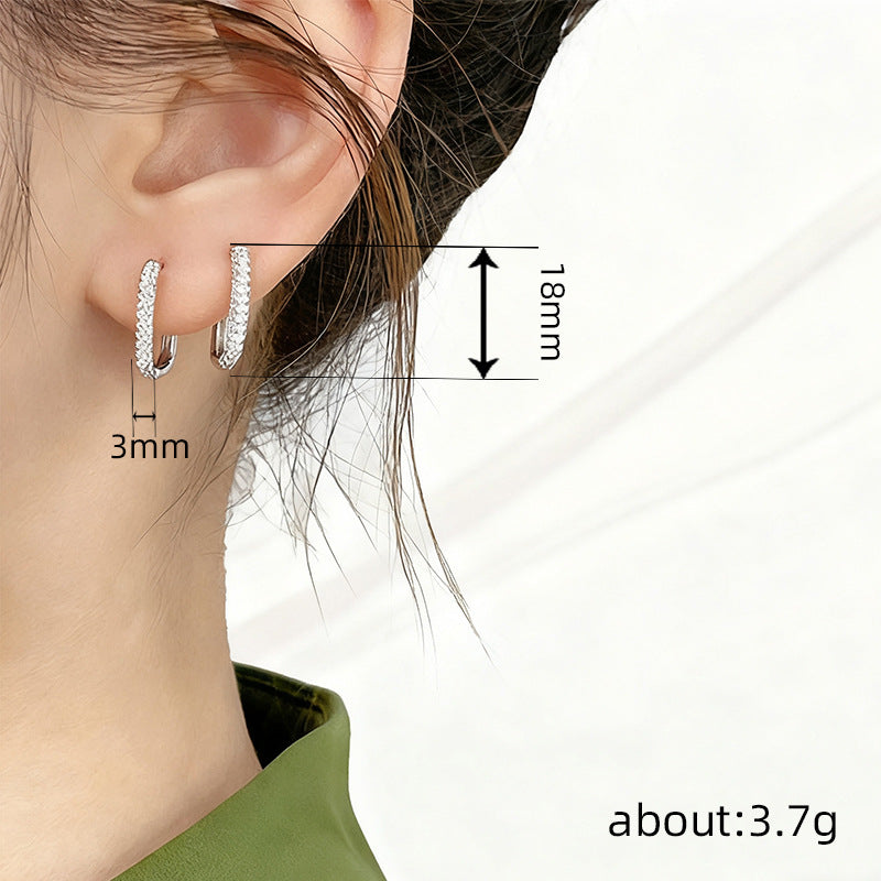 Micro Inlaid Zircon Fashionable Minority Simple Senior Frosty Ear Buckle