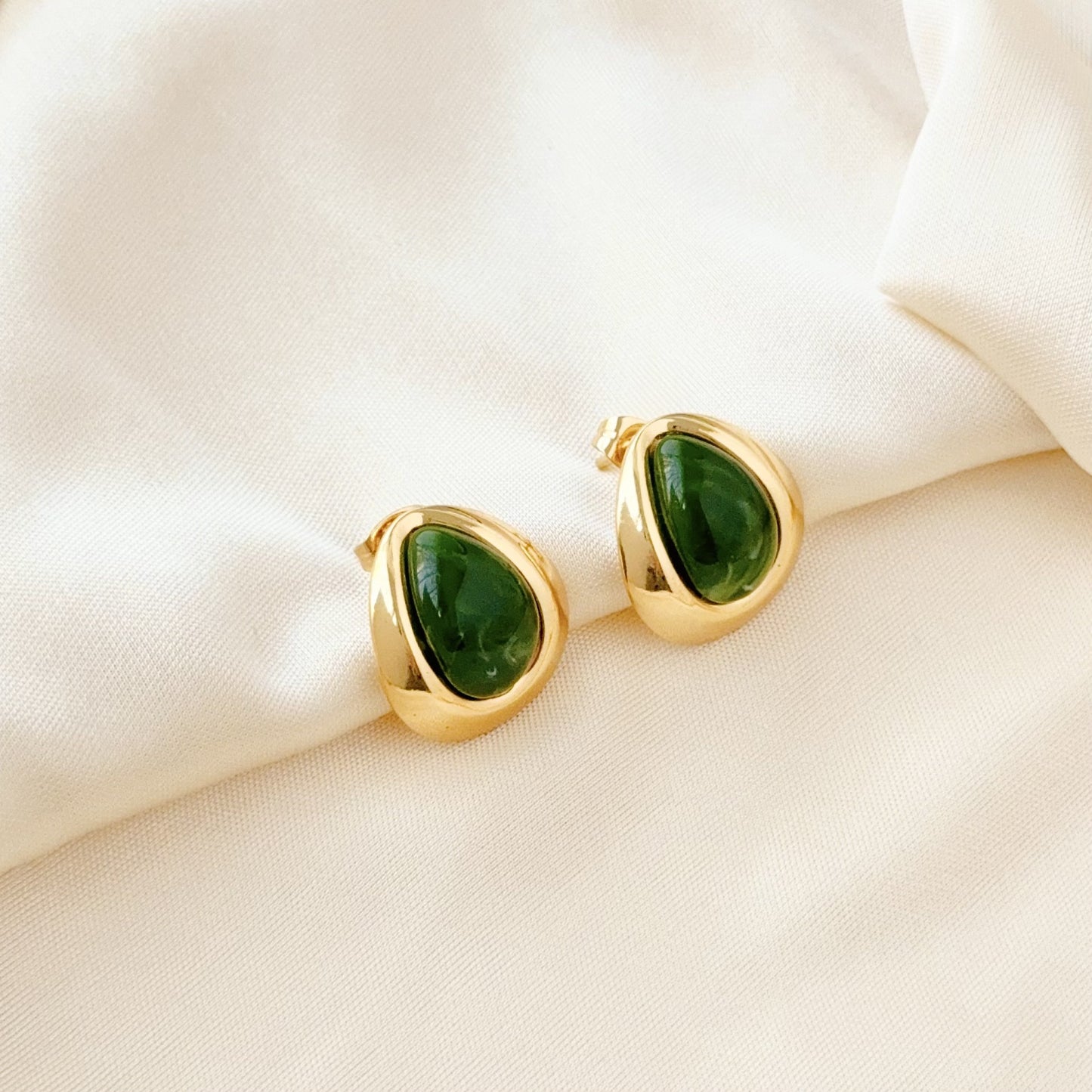 Women's Steel Style Oval Water Drop Ear Stud Earrings