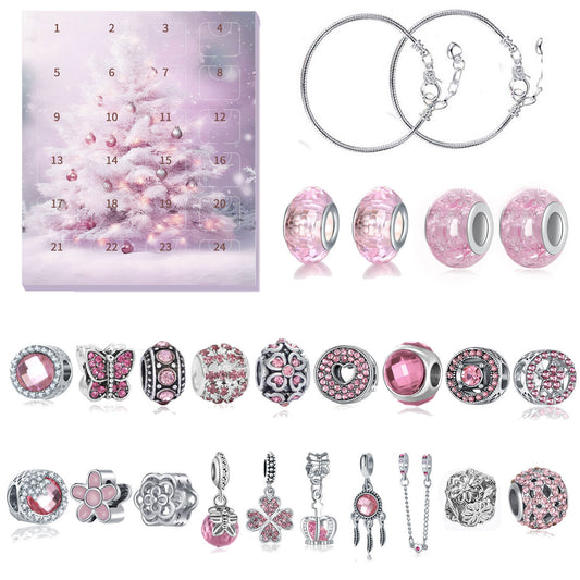 Pink Castle Bead String Jewelry Gift Countdown Calendar Bracelets