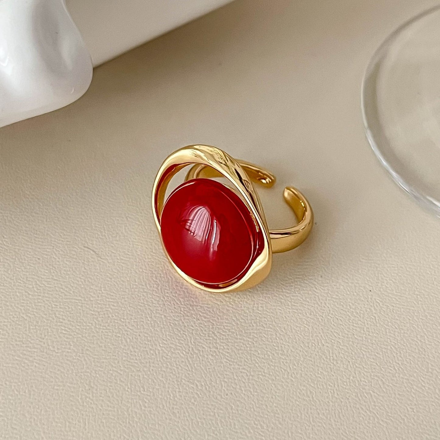 Interest Light Luxury Retro Minority Wide Personality Versatile Opening Adjustable Ring