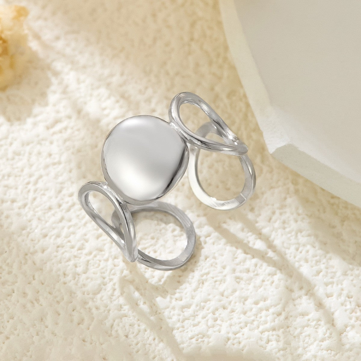 Stainless Steel Irregular Line Love Heart-shaped High-grade Ring