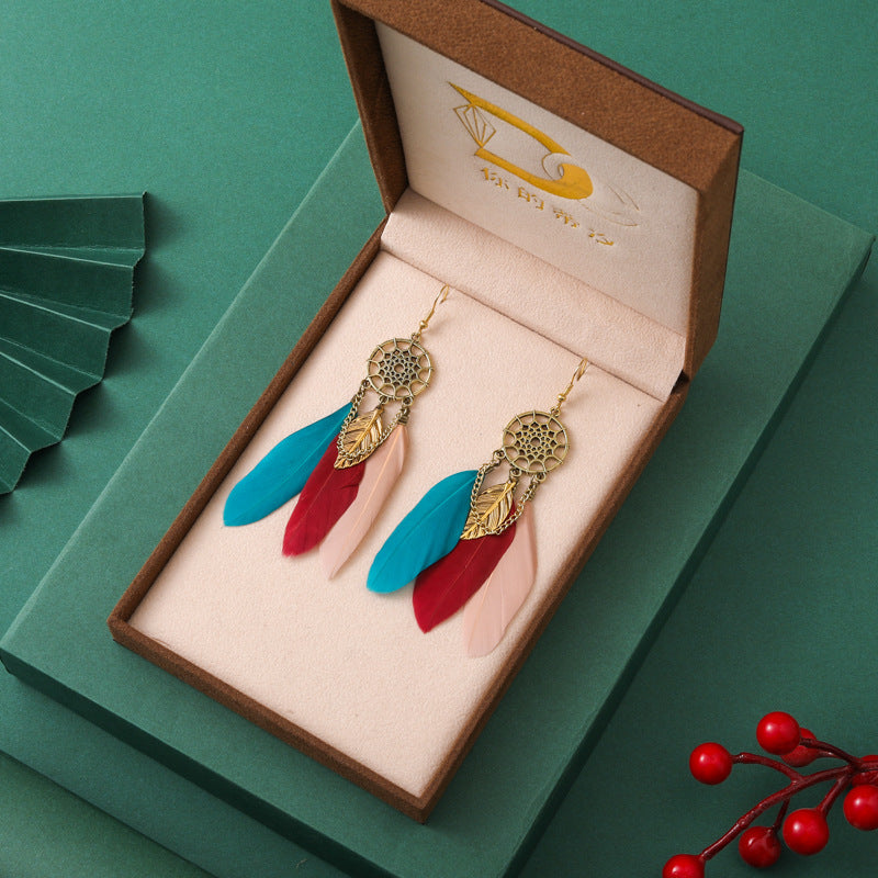 Color Creative Feather Bohemian Style Female Earrings