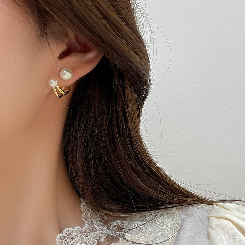 Women's Pearl Sterling Sier Style Geometric Fresh Earrings