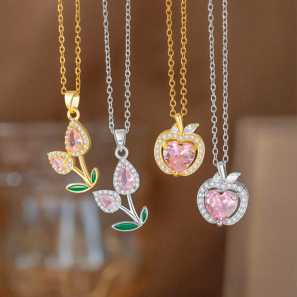 Women's Rose Apple Copper Light Luxury Advanced Clavicle Necklaces
