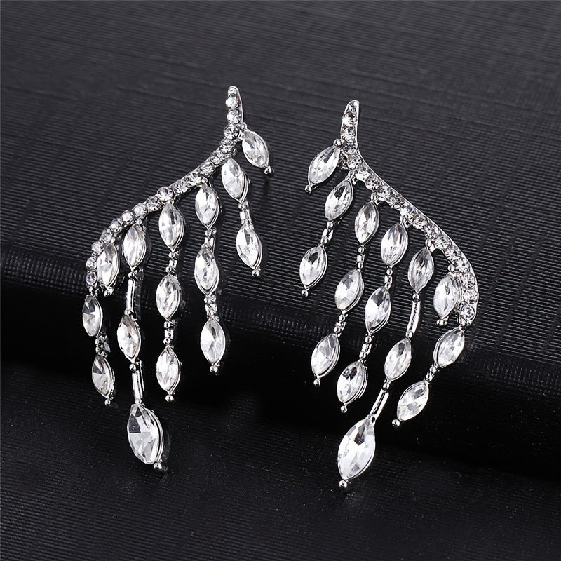 Fashion Popular Luxury Full Diamond Rhinestone Angel Wings Water Drop Stud Earrings
