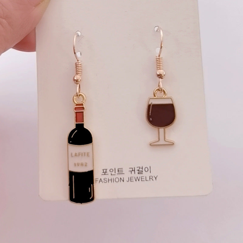 Enamel Wine Glass Red Mini Food Gifts Earrings