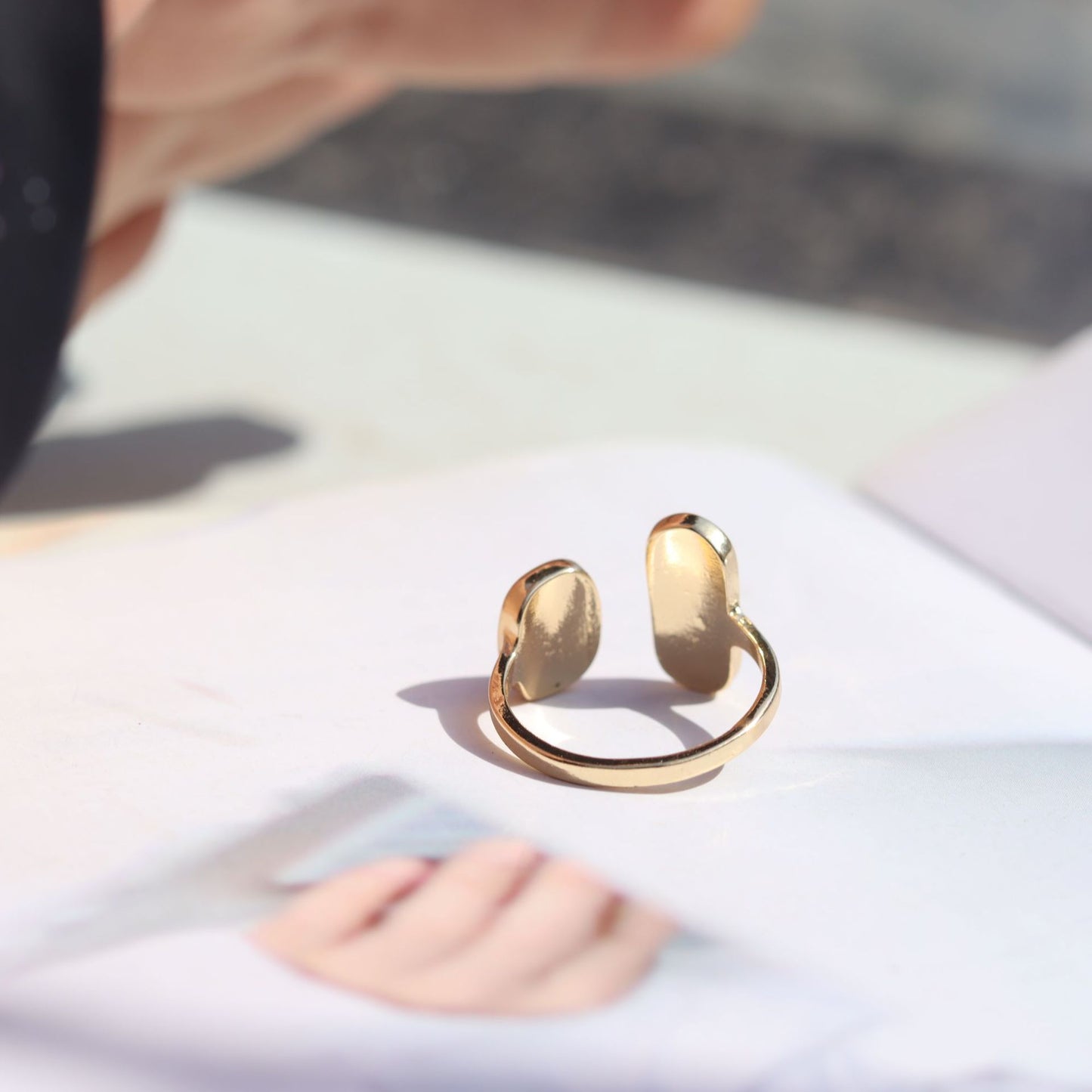 Elegant Blue Drop Oil Open Korean Style Simple Female Rings