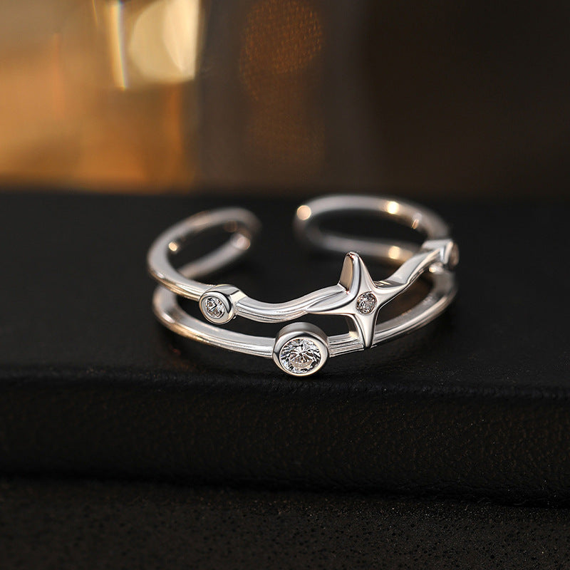Luxury Simplicity Sparking Zirconium Four Stars Rings