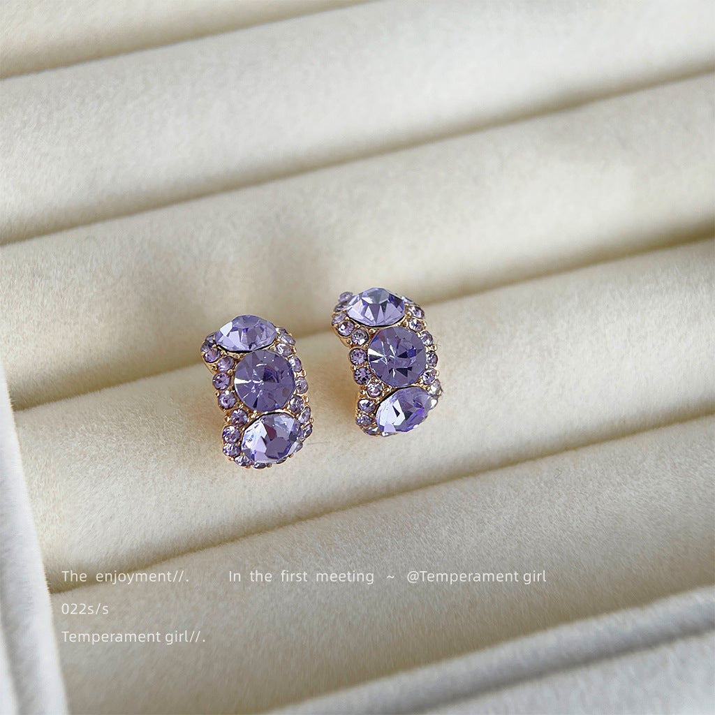 Simple Commute Geometry Pattern In Purple Stud Earrings