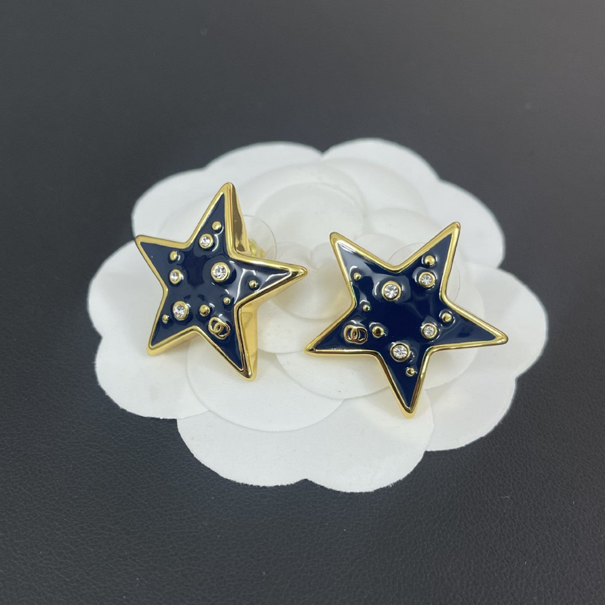 Gold Blue Two-color Five-pointed Star Light Luxury Temperament Ear High Earrings