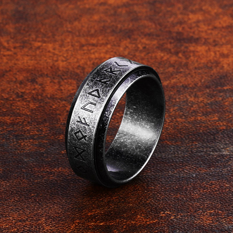 Viking Letters Nordic Retro Simple Titanium Rings