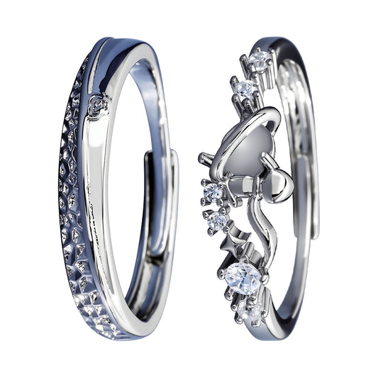 Protection Copper Planet Couple Niche Design Ring