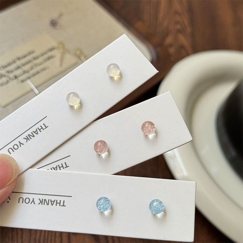 Colorful Round Beads Bean-shaped Modern Minimalism Exquisite Small Versatile Stud Earrings