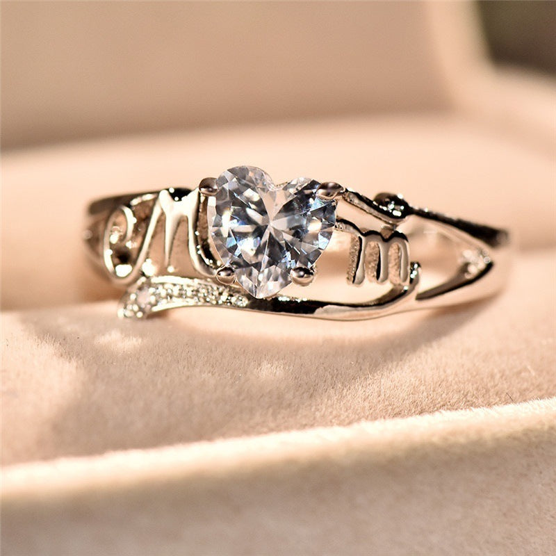 Electroplated Heart-shaped Zircon Popular Fashion Female Rings