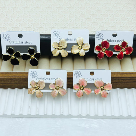 Women's Simple Blue Flower For Sterling Sier Stud Earrings