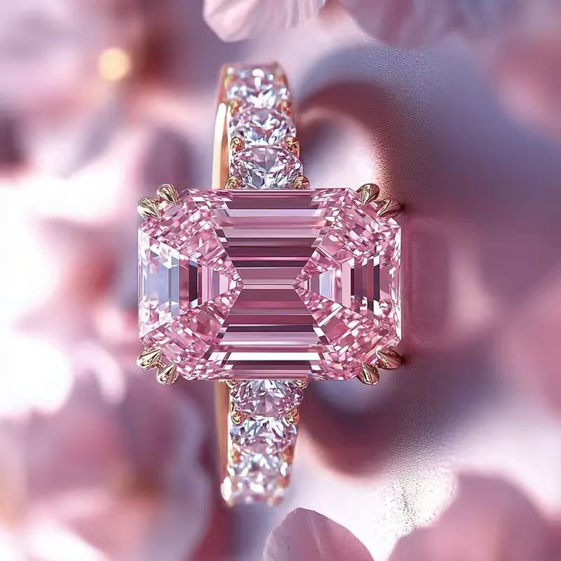 Women's Light Luxury High-grade Pink Gold Diamond Index Rings