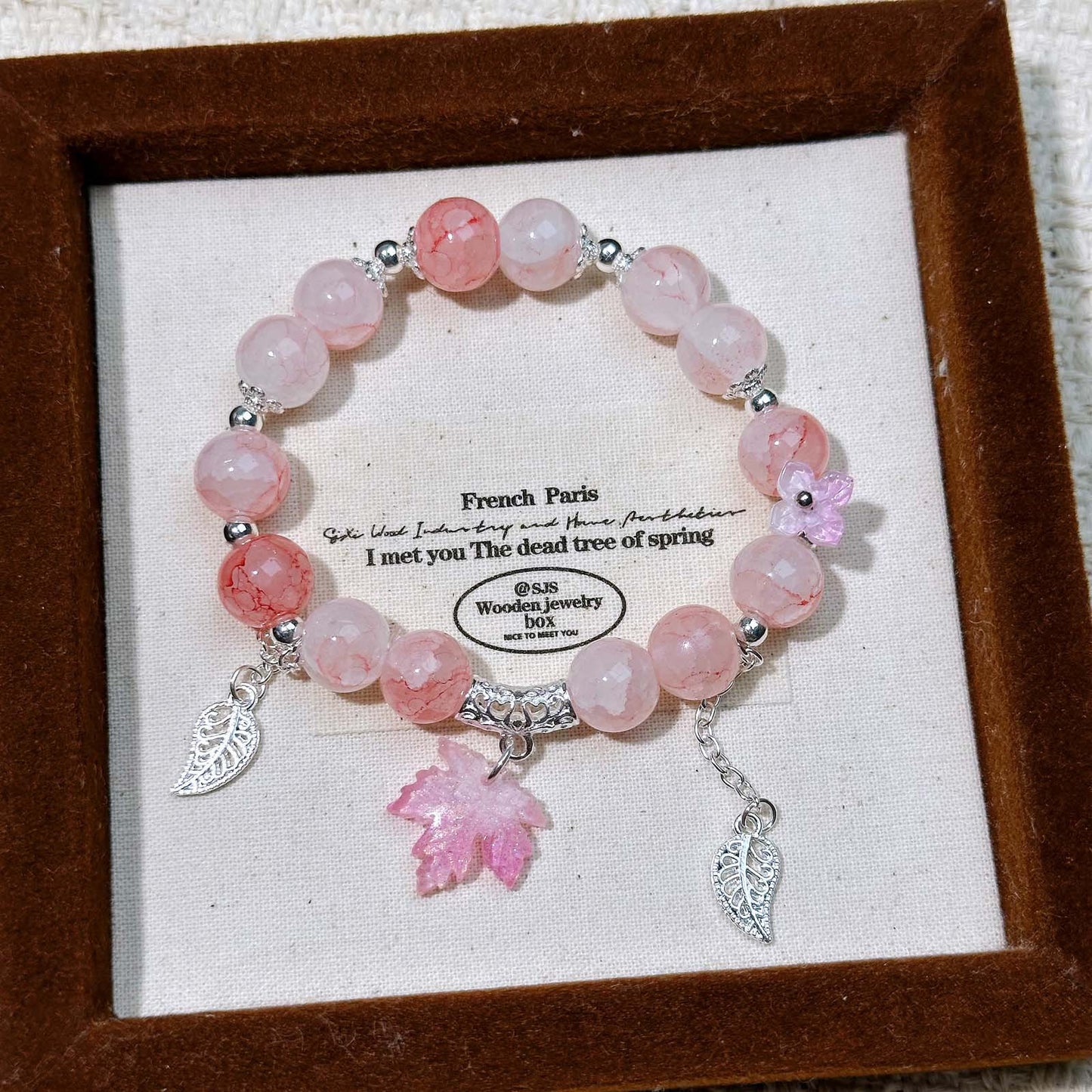 Crystal Tassel Maple Leaf Niche Fairy Ink Beads Small Bracelets