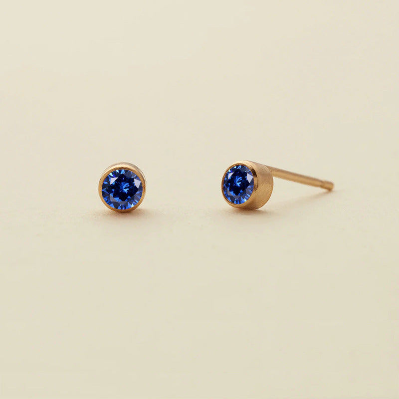 Rhinestone Color Niche Stainless Steel Gold Plated Ear Stud Earrings