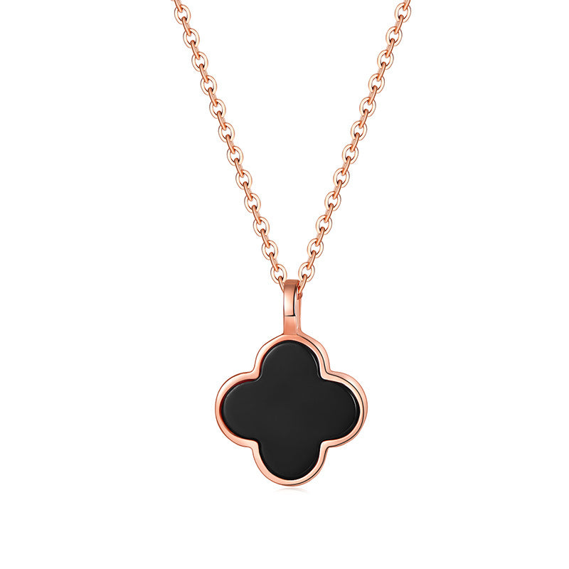 Women's Clover Sterling Sier Agate Rose Gold Gift For Girlfriend Necklace