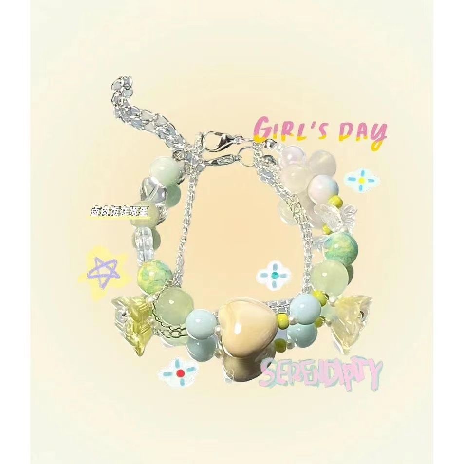 Women's Day Dopamine Handmade Beaded Good-looking Double Layer Twin Gift Small Bracelets