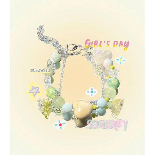 Women's Day Dopamine Handmade Beaded Good-looking Double Layer Twin Gift Small Bracelets