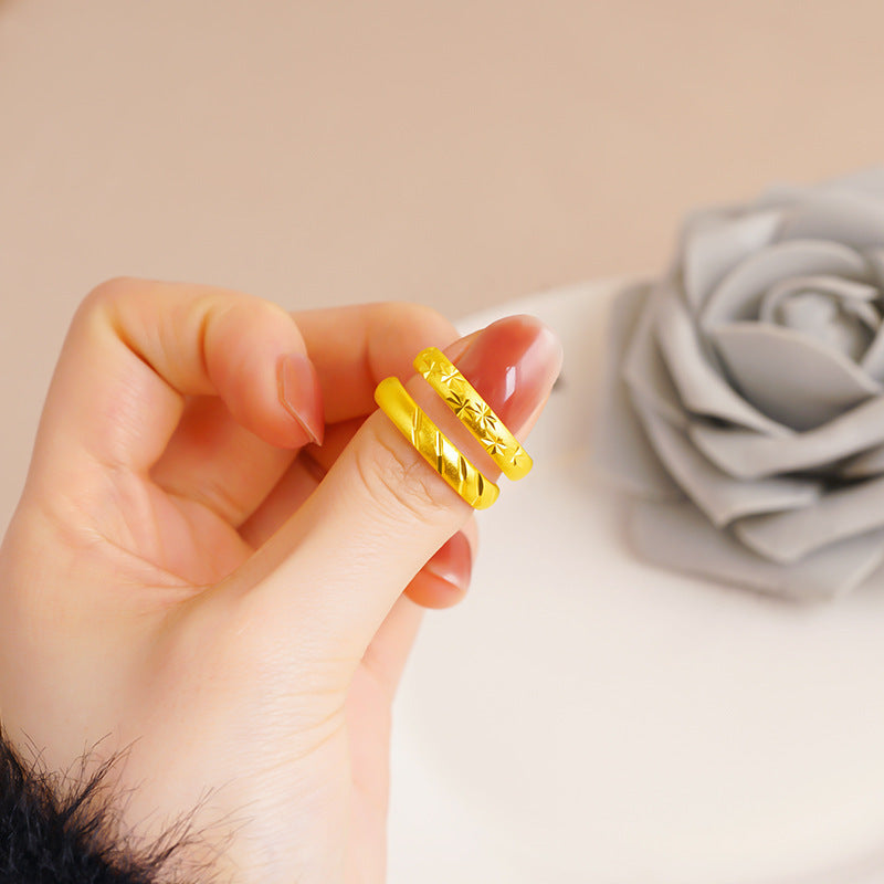 Gold Fashion Couple Light Luxury No Color Fading Meteor Ring