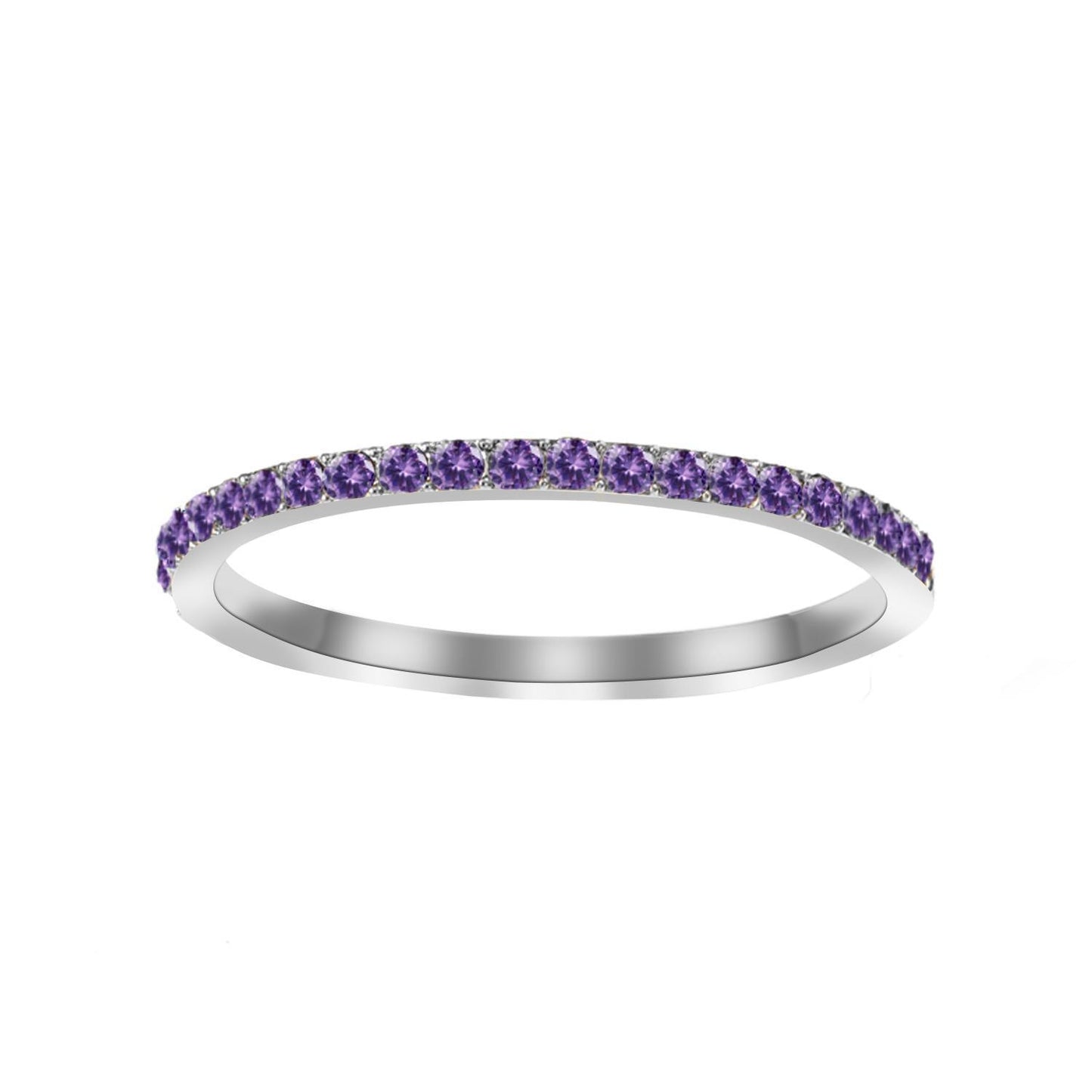 Full Diamond Stainless Steel Birthstones Zircon Ring
