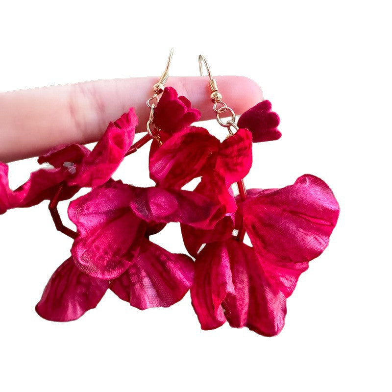 Style High-grade Blooming Petal Beaded Tassel Exquisite Smart Earrings