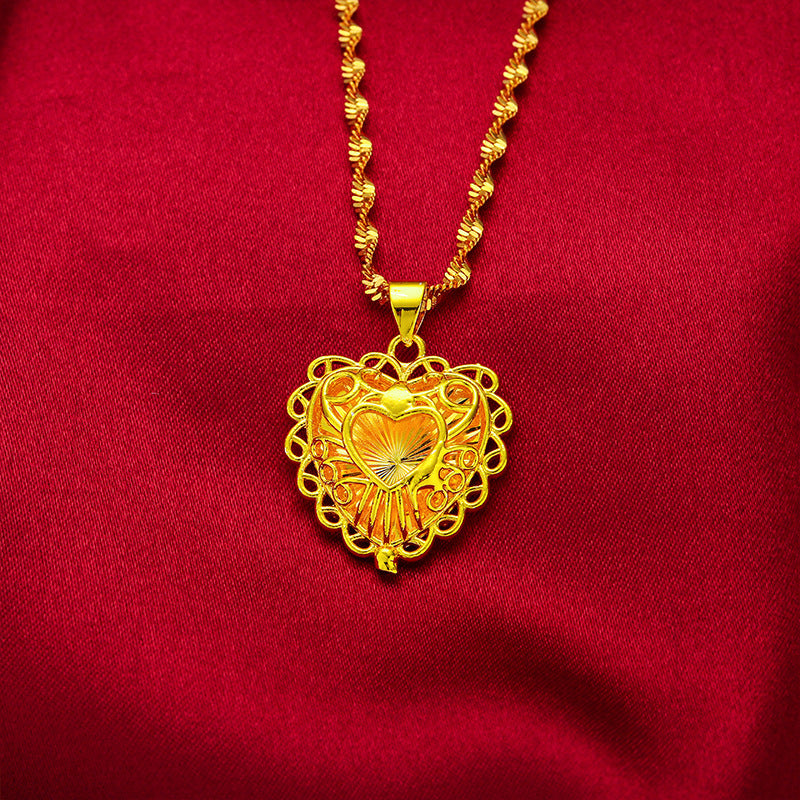 Placer Gold Hollow Love Brass Plated Fashion Lady Temperament Live Pendants