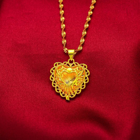 Placer Gold Hollow Love Brass Plated Fashion Lady Temperament Live Pendants