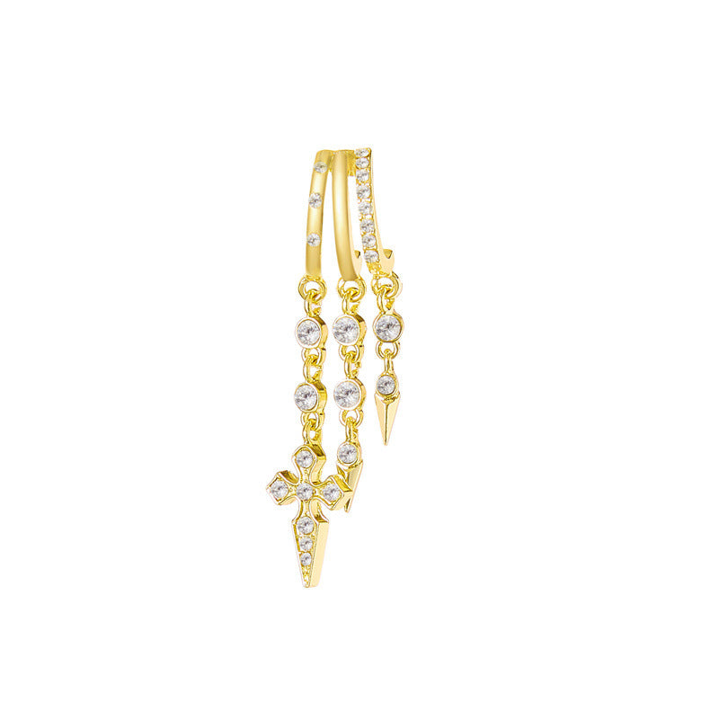 Irregular Tassel Niche Personality Design Diamond Light Earrings