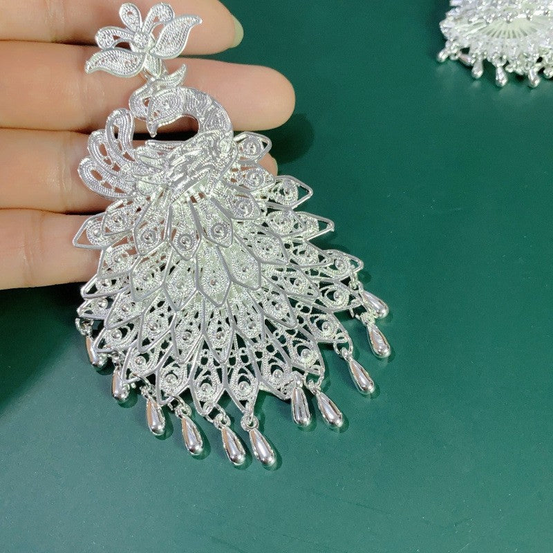 Magnets Sier Hat Butterfly Peacock Phoenix Earrings