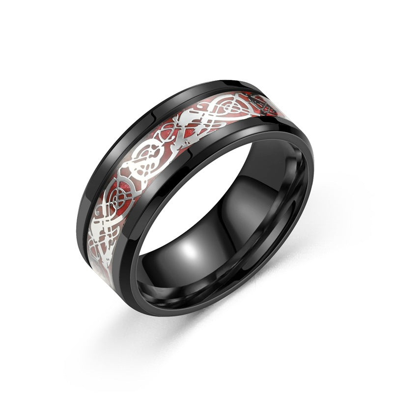 Men's Ornament Titanium Steel Stainless Dragon Pattern Rings