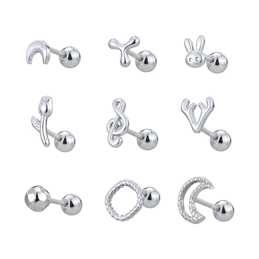 Stainless Steel Ear Bone Nail Mini Piercing Screw Rings